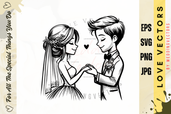 C4196: Wedding Couple and Love Vectors for Your Projects