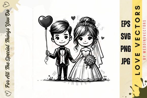 Capturing Romance: The Wedding Couple and Love Vectors Collection