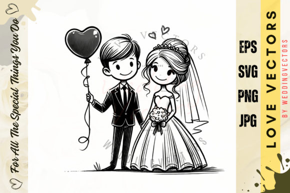Elevate Your Designs with Wedding Couple and Love Vectors - C4229