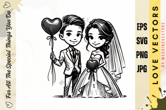 Elevate Your Designs with Wedding Couple and Love Vectors - C4129