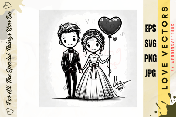 Elevate Your Projects with Wedding Couple and Love Vectors - C4044