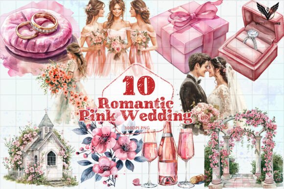 Embrace Soft Romance with the Romantic Pink Wedding PNG