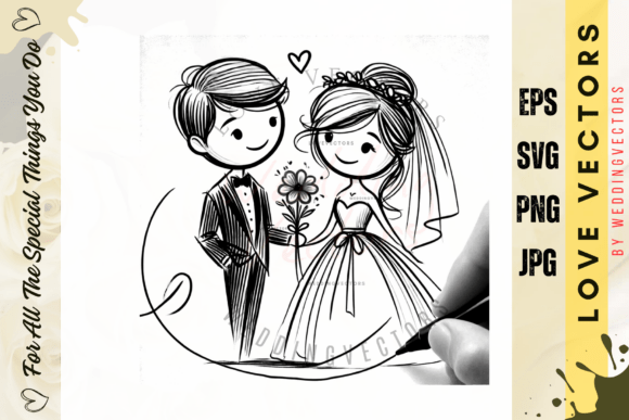 Infuse Romance with Wedding Couple and Love Vectors - C439