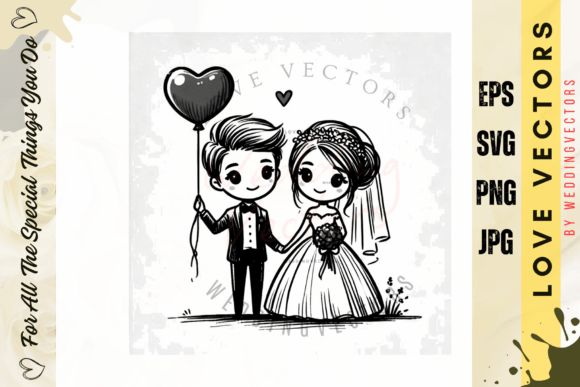 Timeless Elegance: Crafting Romance with Wedding Couple and Love Vectors - C4087