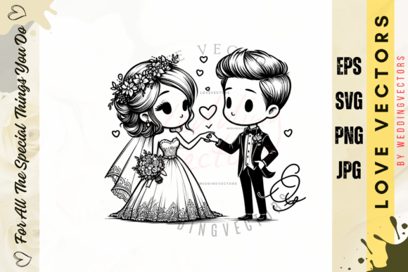 Timeless Romance: Using Wedding Couple and Love Vectors - C3993