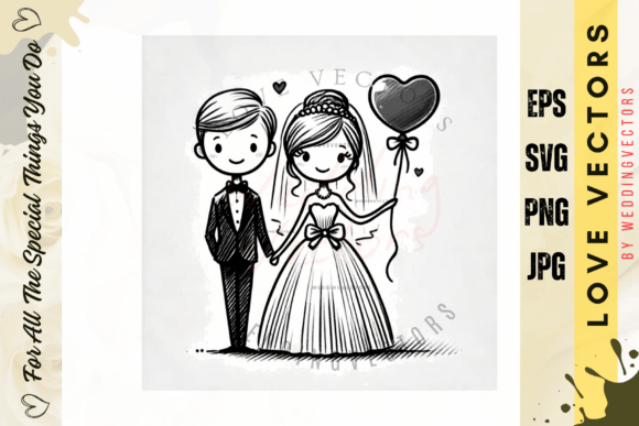 Wedding Couple and Love Vectors - C3984: A Graphic Set for Your Love Story