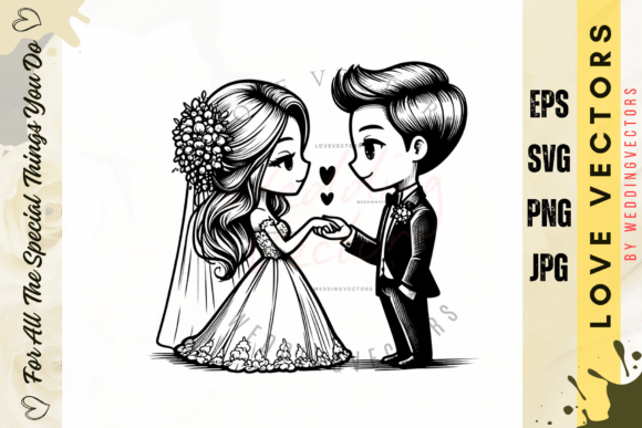 Wedding Couple and Love Vectors - C3995