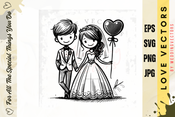 Wedding Couple and Love Vectors - C4022: Elevate Your Engagement Designs