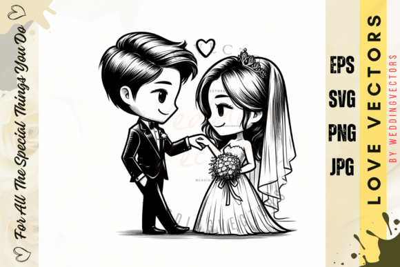 Wedding Couple and Love Vectors - C4039: A Designer's Guide to Bridal Elegance