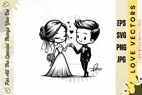 Wedding Couple and Love Vectors - C4047: Elegant Design Assets