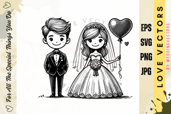Wedding Couple and Love Vectors - C4062: Capturing Matrimonial Bliss