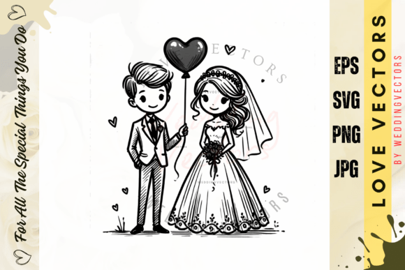 Wedding Couple and Love Vectors - C4072: Artwork for Your Projects