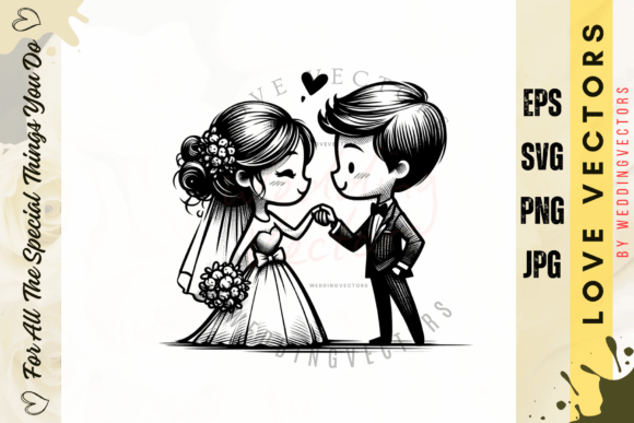 Wedding Couple and Love Vectors - C4082
