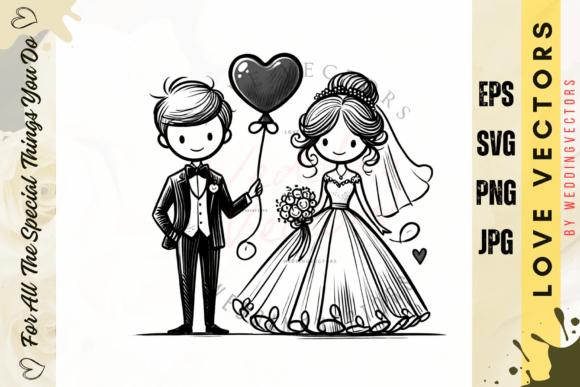 Wedding Couple and Love Vectors - C4133: Capturing Romance in Design