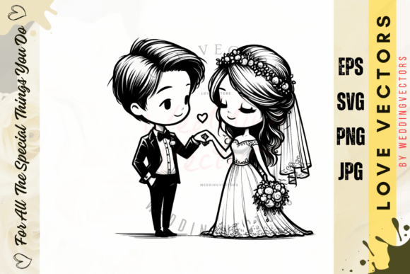 Wedding Couple and Love Vectors - C4158: A Floral Romance