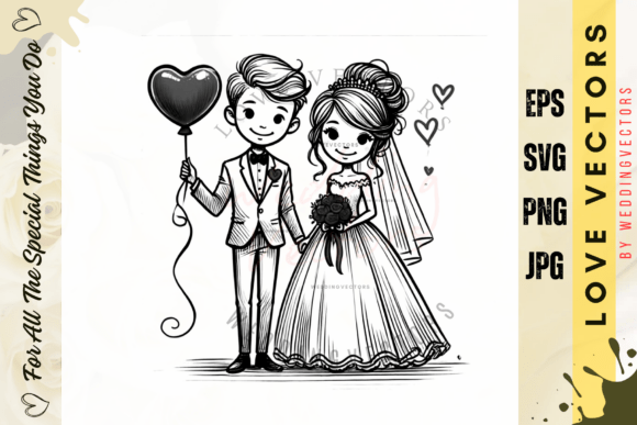 Wedding Couple and Love Vectors - C4197: A Designer's Romance Toolkit
