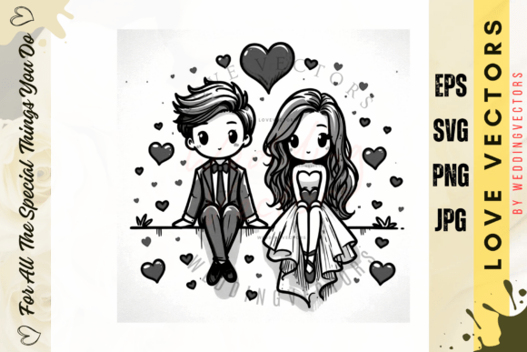 Wedding Couple and Love Vectors - C4232