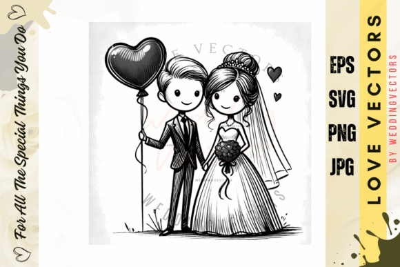 Wedding Couple and Love Vectors - C4257