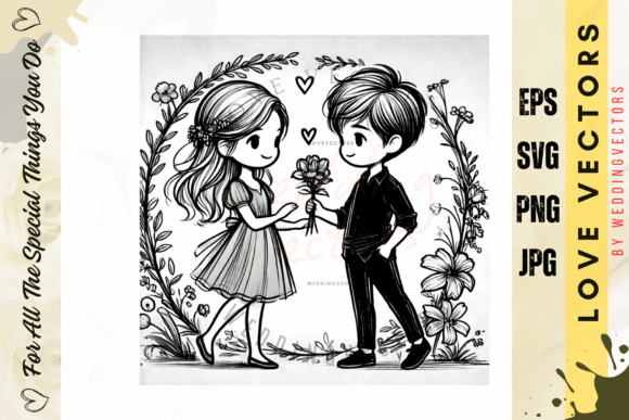 Wedding Couple and Love Vectors - C4388: A Modern Emblem for Romance