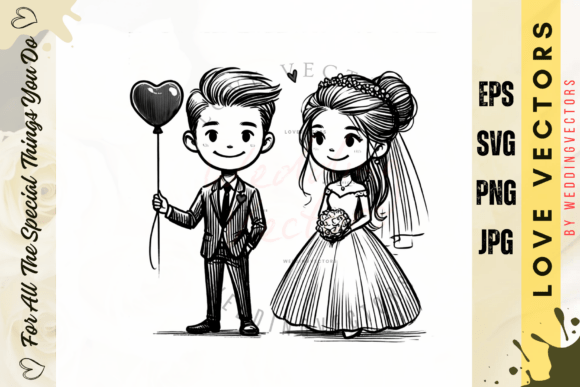 Wedding Couple and Love Vectors: Elegant Design Assets